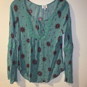 Teal Floral Blouse